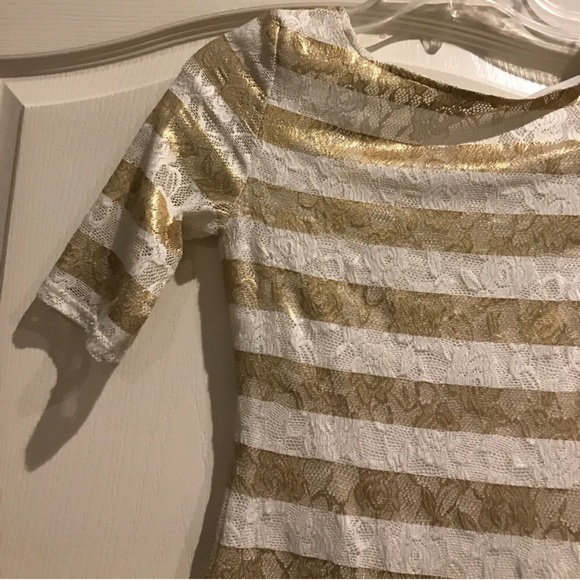 ASOS gold striped midi dress Sold Out - Picture 6 of 7